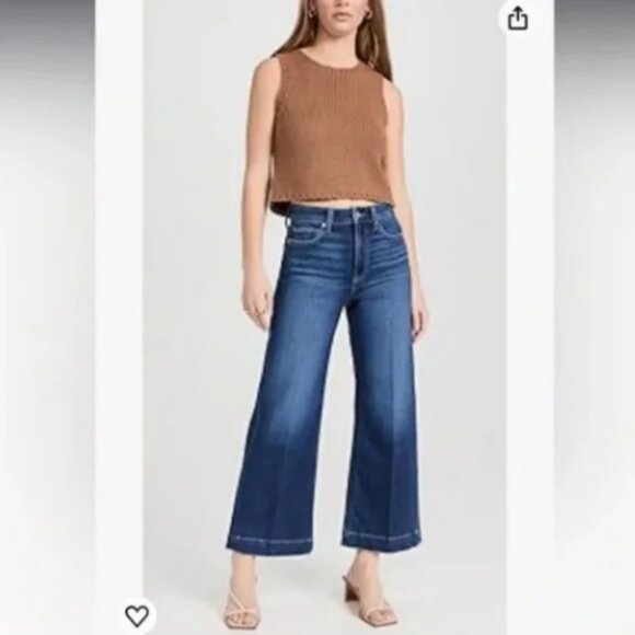 PAIGE Anessa High Waisted Wide Leg Crop in Foreign Film Wash Jeans Size 27 - Picture 3 of 13